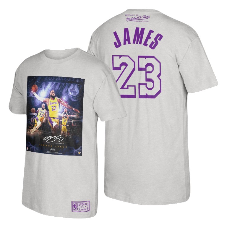 Men's Los Angeles Lakers LeBron James #23 NBA Stars of the Game Hardwood Classics White Basketball T-Shirt ZIV4383ZC